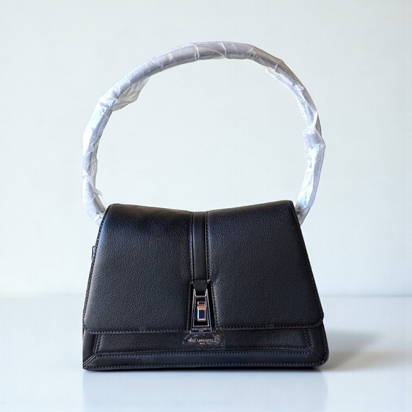 Karl Lagerfeld Black Leather Shoulder Bag w/ Dust Bag NEW WITH TAGS!!!!!! - Picture 2 of 13